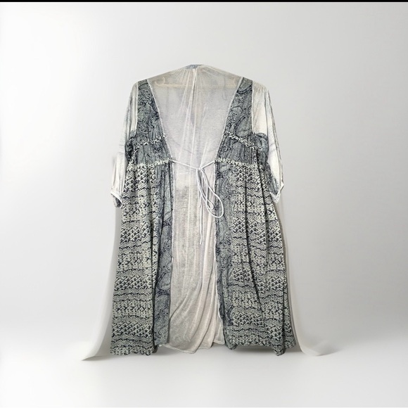 Free People Oh My Maxi Dress Womens Large Sheer Boho Hippi Kimono Duster Buttons - Picture 6 of 16